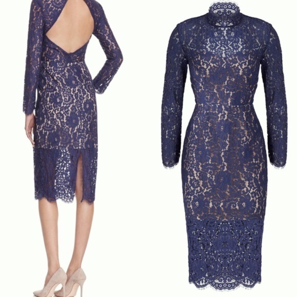 KEEPSAKE the Label Dresses & Skirts - Keepsake the Label Momento Lace Navy Long Sleeve Dress